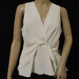 Bundle 2/$10 Women's White Sleeveless Ruffle High/Low Top